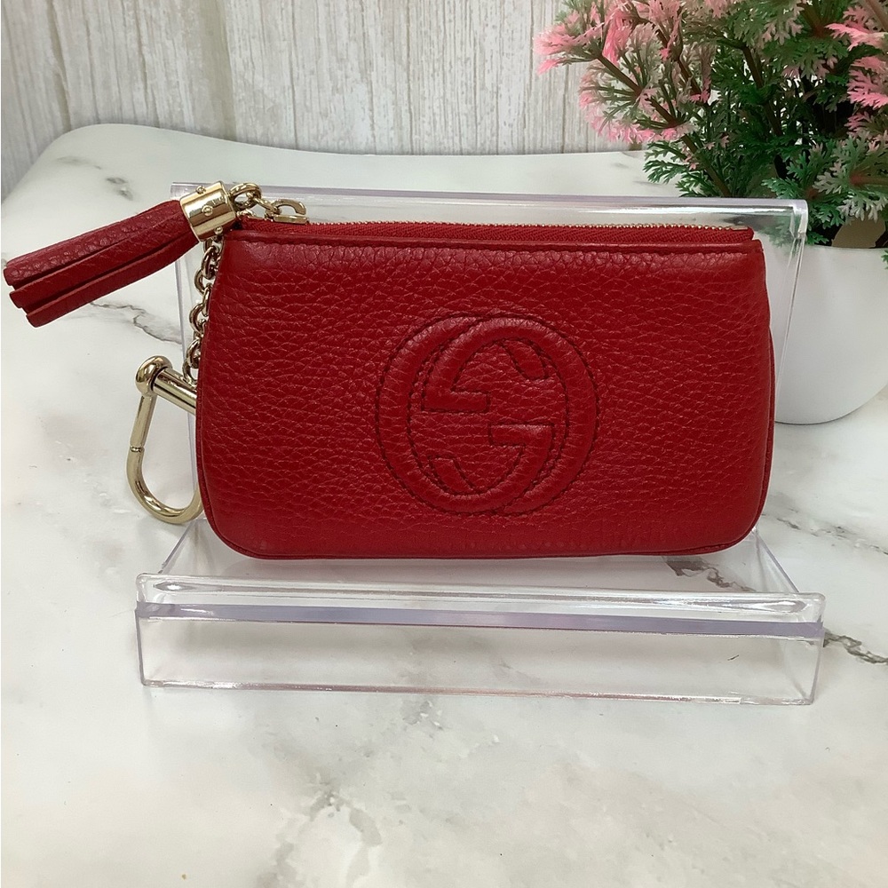 GUC Gucci Red Leather Soho Key Case